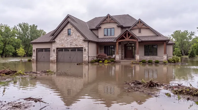 Floodwater around a Missouri home after heavy rain
