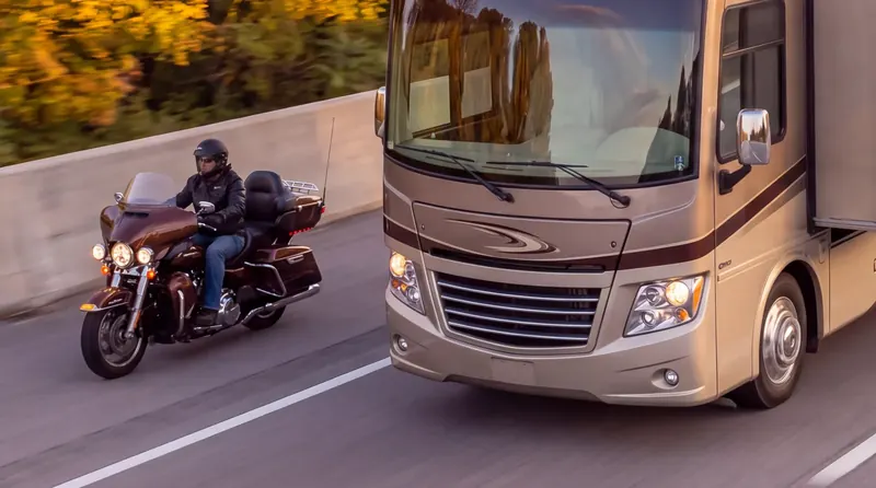 A motorcycle rider on the highway
