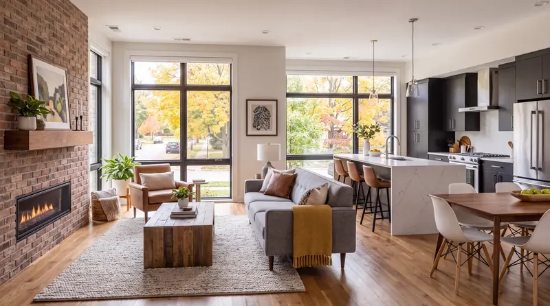 A bright apartment living room